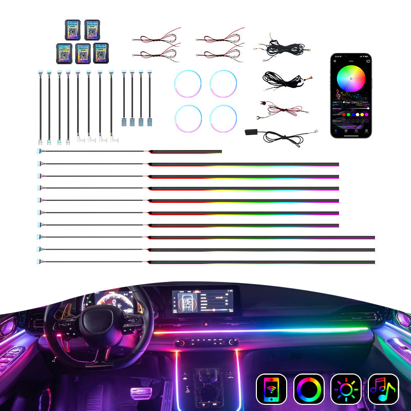 RGB Ambient Car Light Kit – 64 Colors Interior LED (6/10/18-in-1)